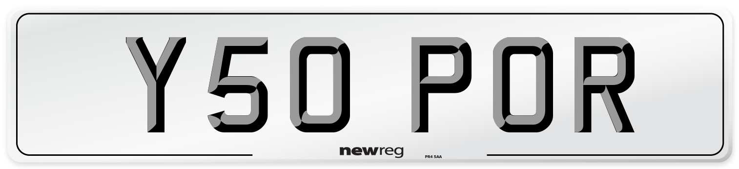 Y50 POR Number Plate from New Reg